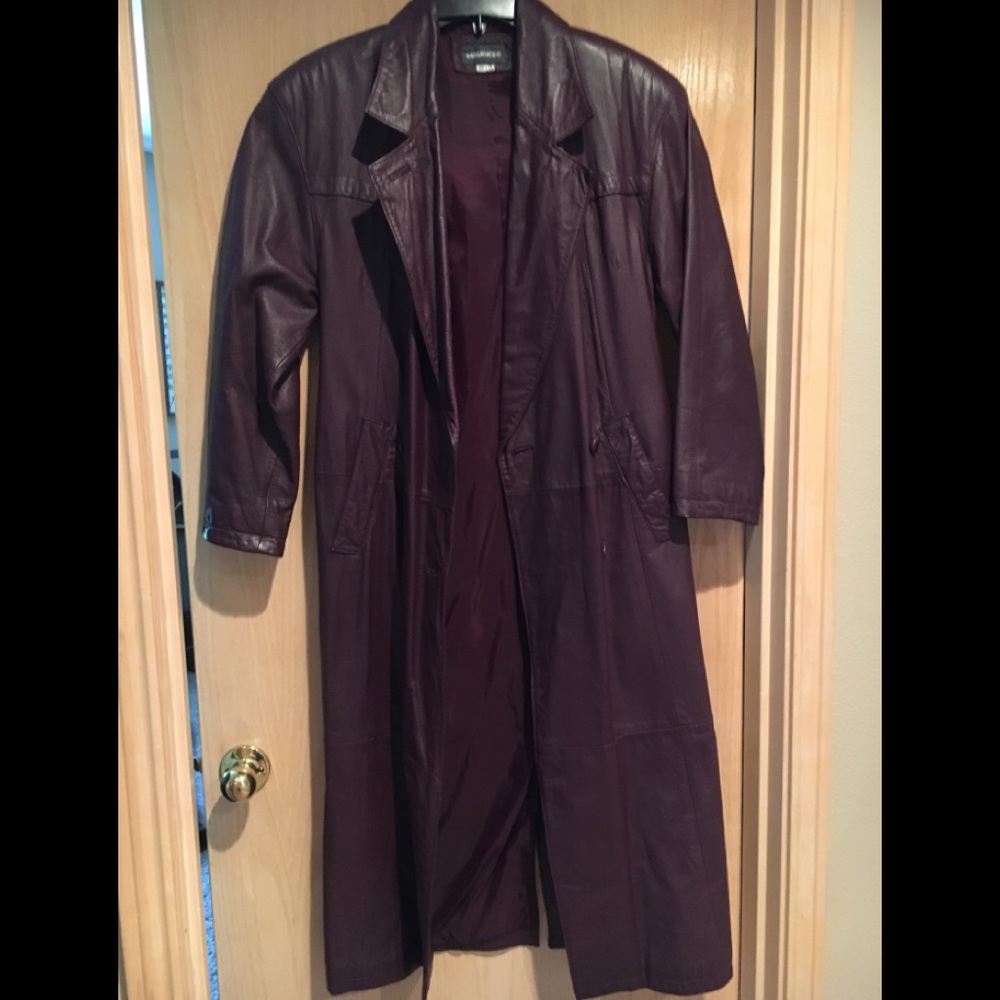 Full length leather coat